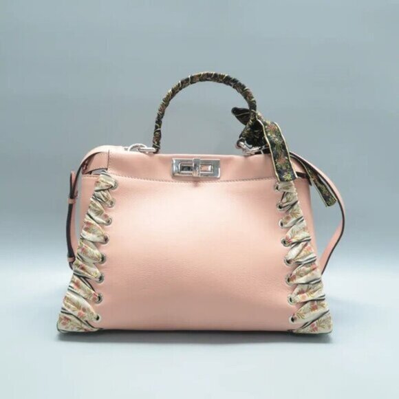 FENDI Peekaboo IseeU Pink Leather Satchel with Ribbon 1200-02202025 - Picture 2 of 12